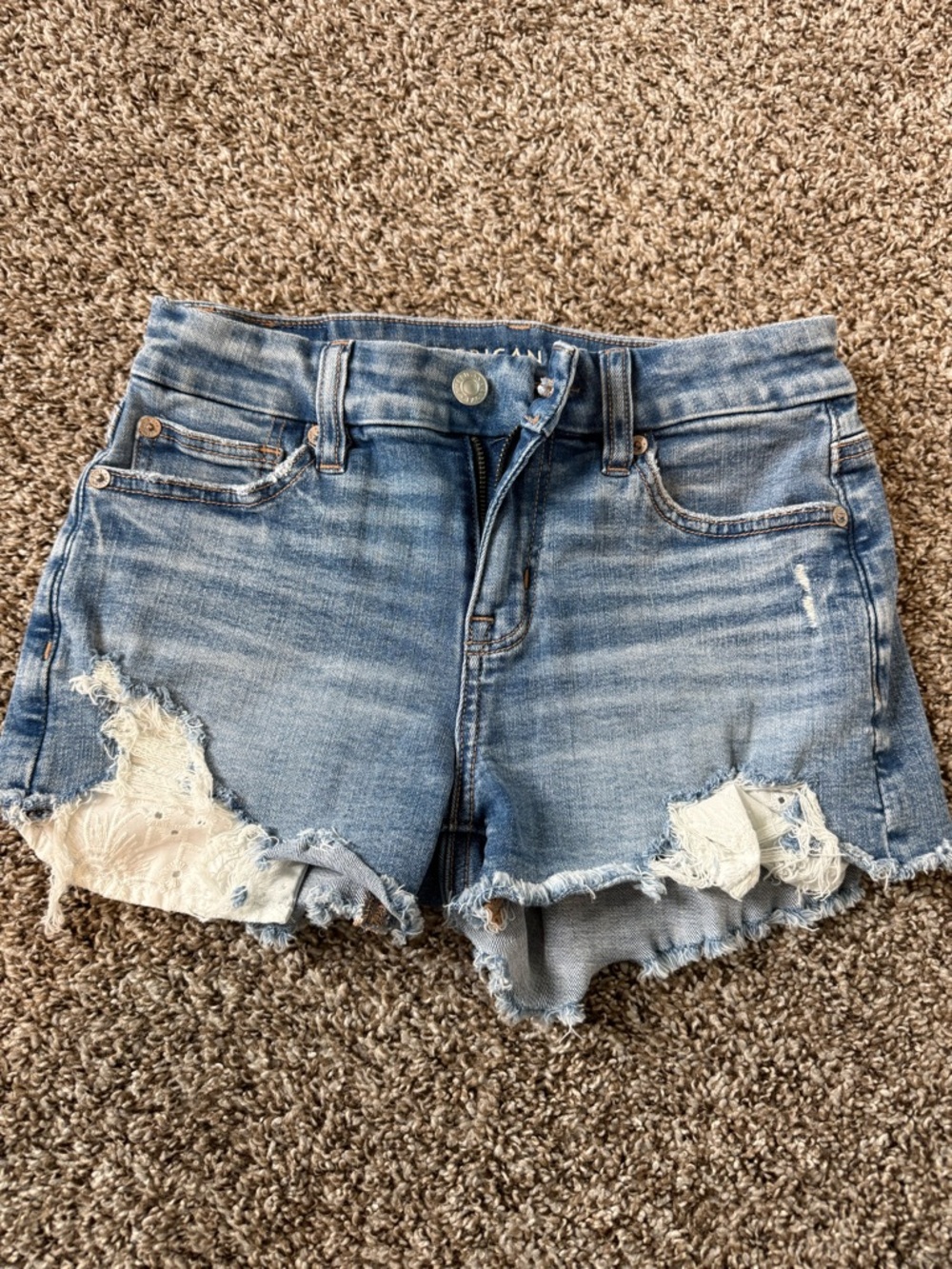 American Eagle Outfitters Light Blue Distressed Denim Cutoff Shorts